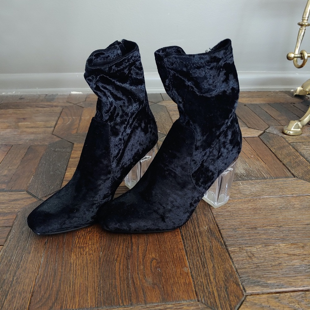 Black Booties with a Clear Heel